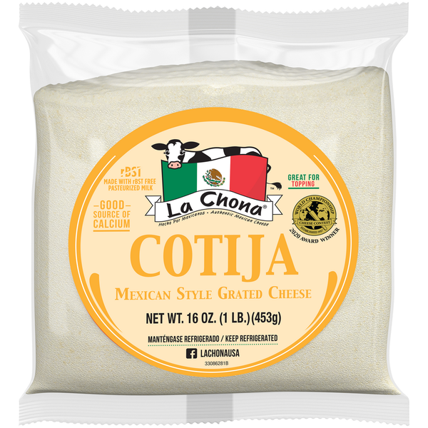 Packaged Cheese La Chona Cotija Mexican Style Grated Cheese hero