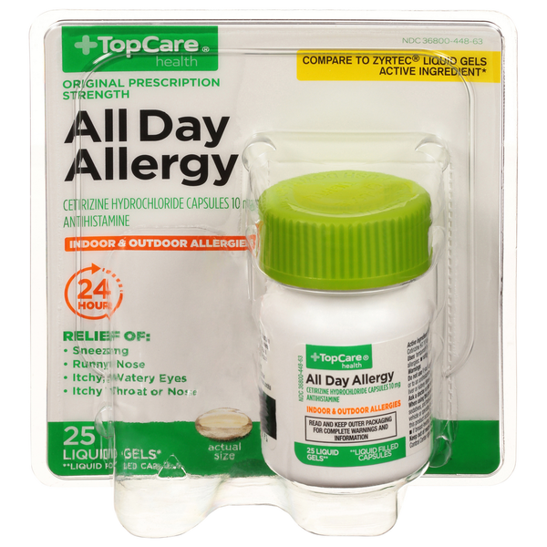 Cold, Flu & Allergy TopCare All Day Allergy, Original Prescription Strength, 10 mg, Liquid Gels hero