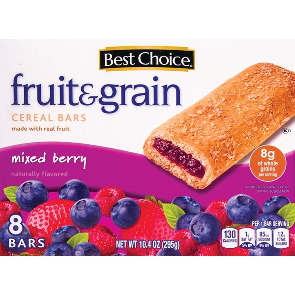 Energy & Granola Bars Best Choice Cereal Bars, Fruit & Grain, Mixed Berry hero