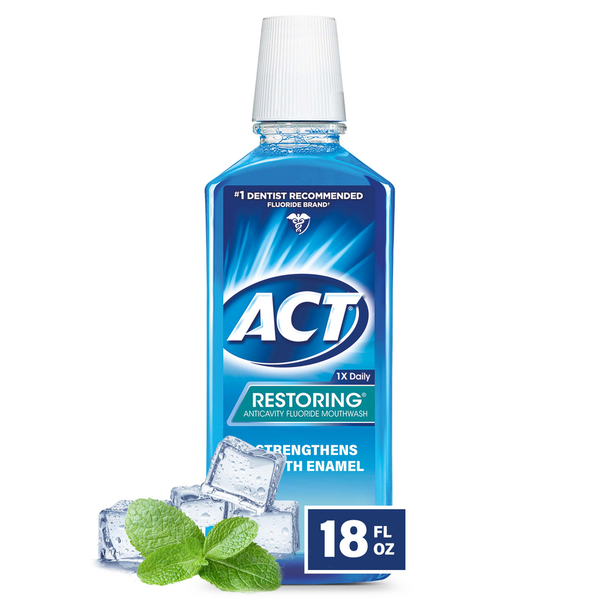 Oral Hygiene ACT Mouthwash, Anticavity Fluoride, Cool Mint hero