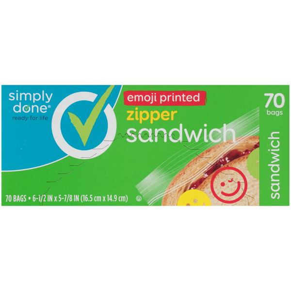 Food Storage Simply Done Sandwich Zipper Bags, Emoji Printed hero