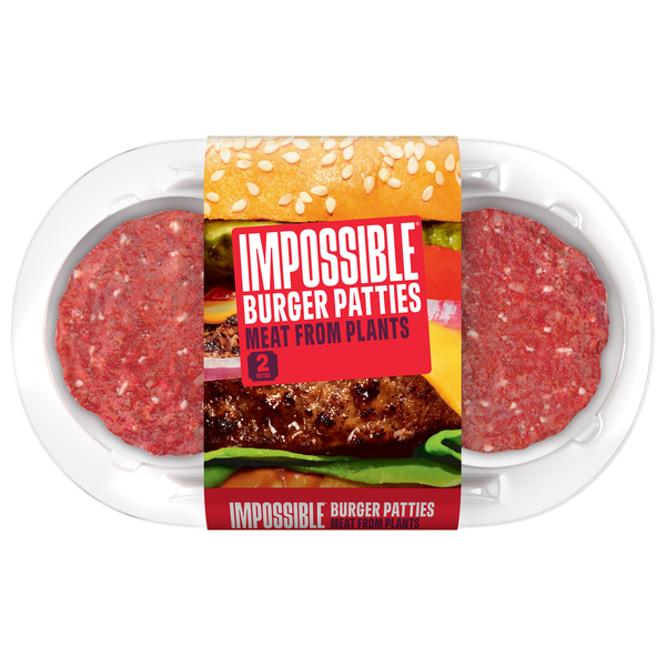 Packaged Meat Impossible Burger Patties Made From Plants hero