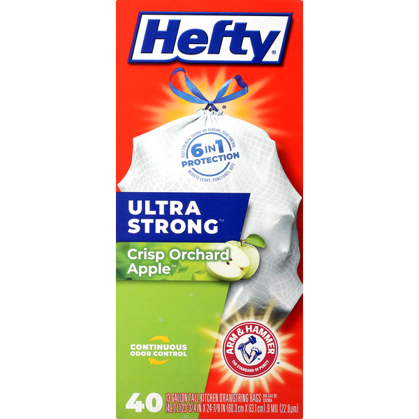 Trash Bags & Liners Hefty Tall Drawstring Crisp Orchard Apple Kitchen Bags hero