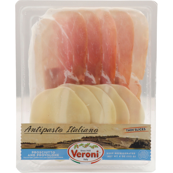 Packaged Meat Veroni Prosciutto and Provolone, Antipasto Italiano, Thin Slices hero