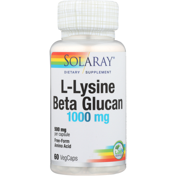 Vitamins & Supplements Solaray L-Lysine With Beta Glucan, Immune System Support hero