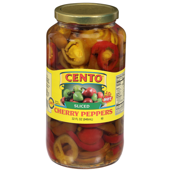 Canned & Jarred Vegetables Cento Cherry Peppers, Sliced, Hot hero