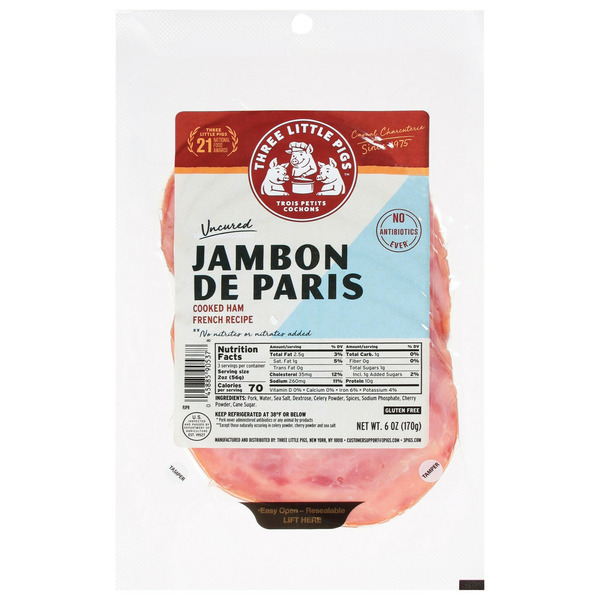 Lunch Meat Three Little Pigs Sliced Jambon de Paris hero