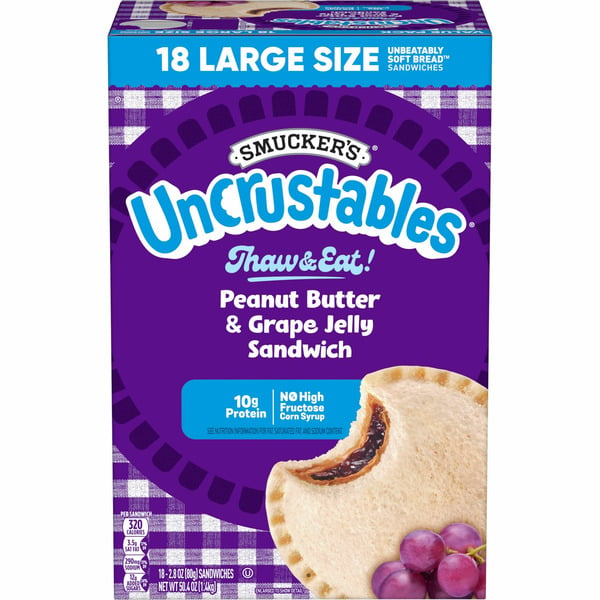 Frozen Meals Smucker's Uncrustables Peanut Butter & Grape Jelly Sandwich hero