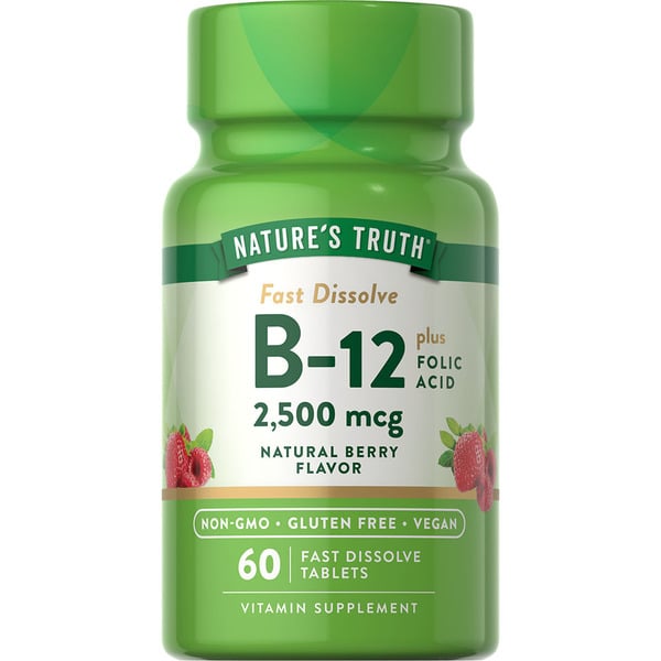 Vitamins & Supplements Nature's Truth Vitamin B-12 + Folic Acid Tablets hero