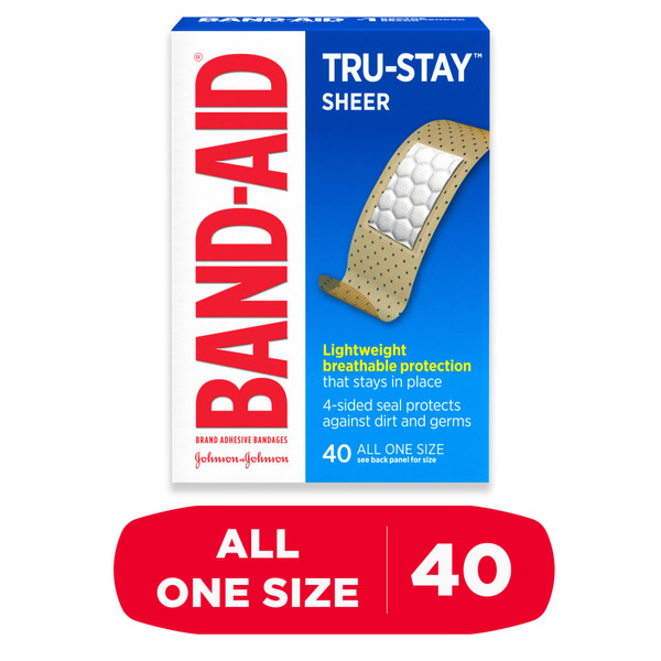 First Aid BAND-AID Tru-Stay Sheer Adhesive Bandages, All One Size hero