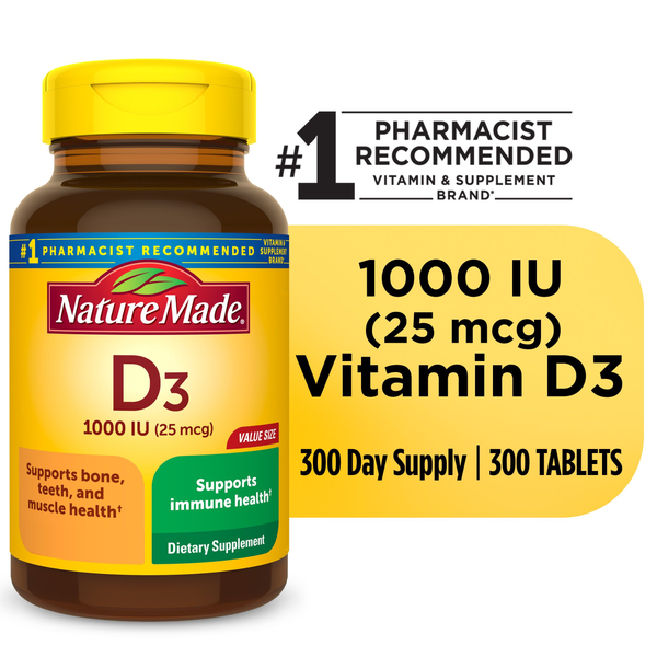 Supplements Nature Made Vitamin D3 1000 IU (25 mcg) Tablets hero