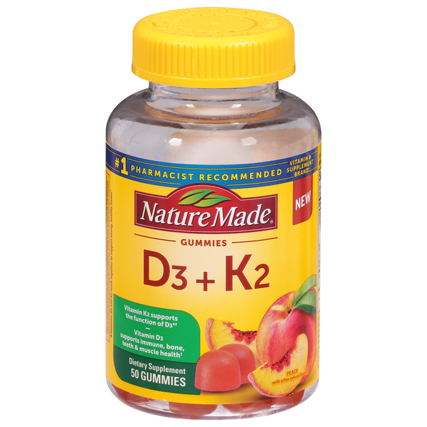 Vitamins & Supplements Nature Made Vitamin D3 + K2, Gummies, Peach hero