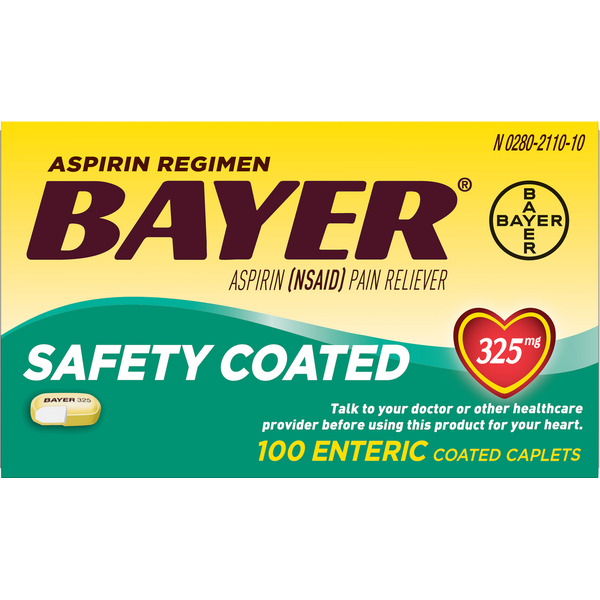 Muscles, Joints & Pain Relief Bayer Aspirin, 325 mg, Enteric Coated Caplets hero