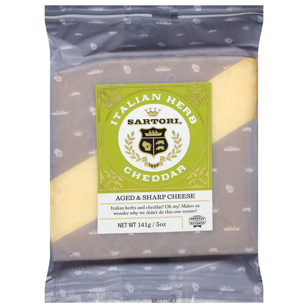 Sartori Cheese, Italian Herb Cheddar, Aged & Sharp hero