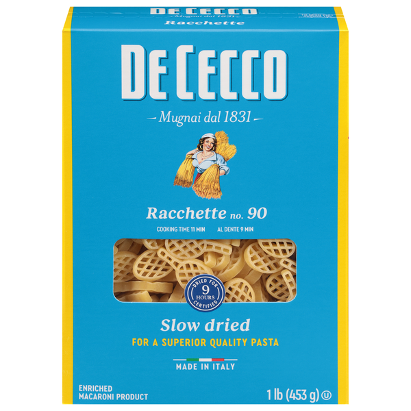 Dry Pasta De Cecco Racchette, No. 90 hero