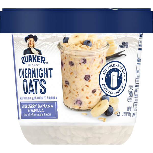 Hot Cereal & Pancake Mixes Quaker Overnight Oats, Blueberry Banana & Vanilla hero