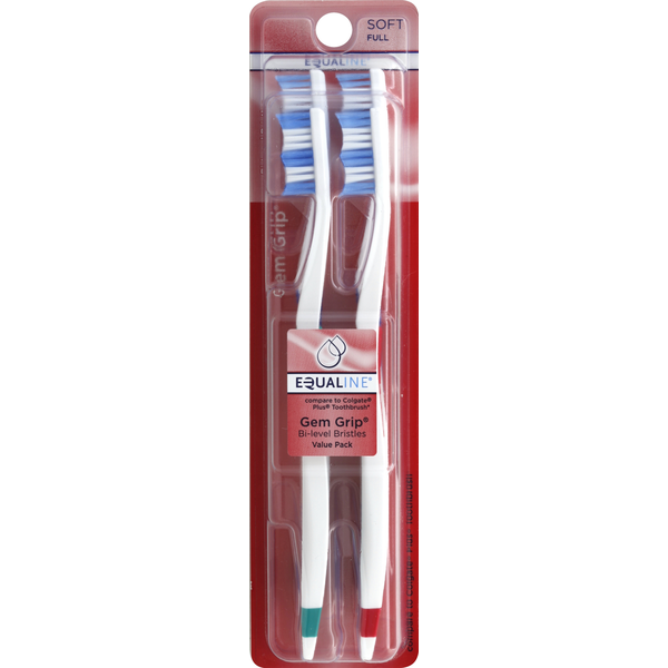 Oral Hygiene Equaline Toothbrushes, Gem Grip, Full, Soft, Value Pack hero