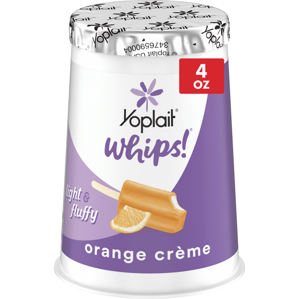 Yogurt Yoplait Whips Orange Creme Reduced Fat Yogurt Mousse Cup hero