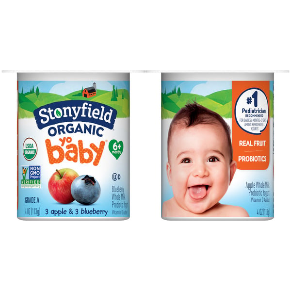 Yogurt Stonyfield Organic YoBaby Apple/Blueberry Whole Milk Yogurt with Probiotics hero