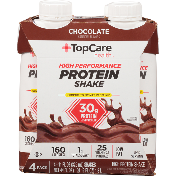 Energy & Sports Drinks TopCare Protein Shake, High Performance, Chocolate, 4 Pack hero