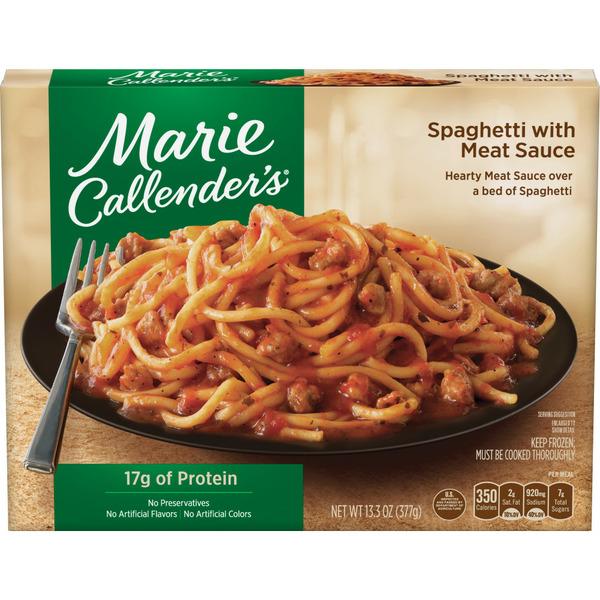 Pasta Sauce Marie Callender's Spaghetti with Meat Sauce Frozen Meal hero