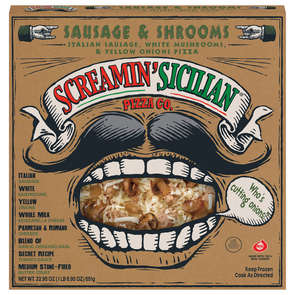 Frozen Pizza Screamin' Sicilian Pizza, Sausage & Shrooms hero