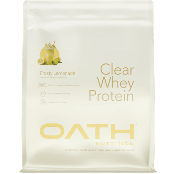 Oath Nutrition Clear Whey Protein 20 Grams/serving Dietary Supplement Powder Frosty Lemonade hero