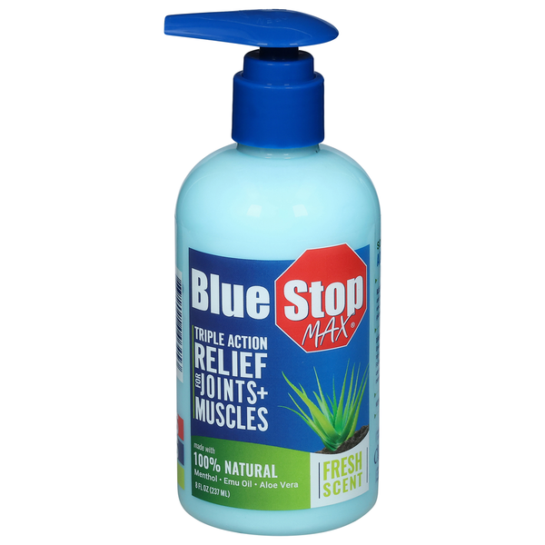 Muscles, Joints & Pain Relief Blue Stop Max Relief for Joints + Muscles, Triple Action, Fresh Scent hero