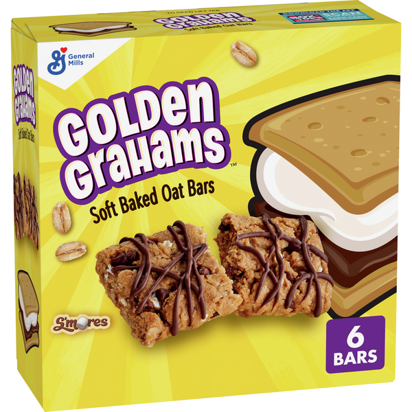 Breakfast Bars & Pastries General Mills Golden Grahams S'mores Soft Baked Oat Bars Chewy Treat Bars hero