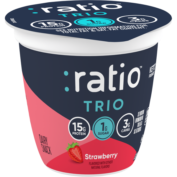 Yogurt Ratio Trio Strawberry Yogurt Cultured Dairy Keto Friendly Snack Cup hero