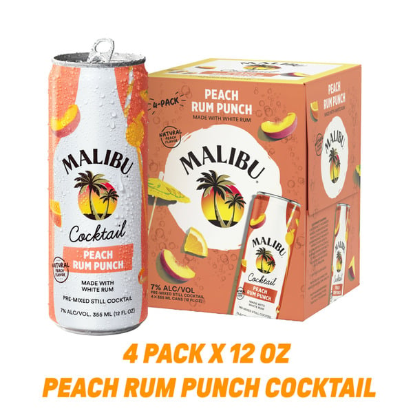 Pre-Mixed Cocktails Malibu Ready to Drink Peach Rum Punch hero