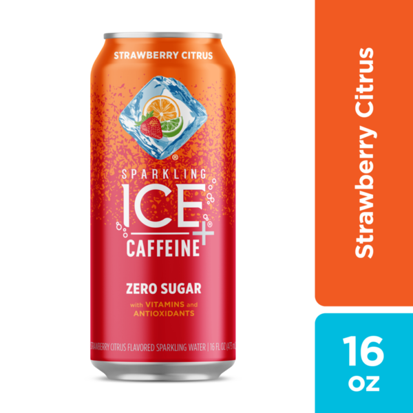 Water, Seltzer & Sparkling Water Sparkling Ice® +Caffeine Plus Caffeine Strawberry Citrus Sparkling Water, Zero Sugar hero