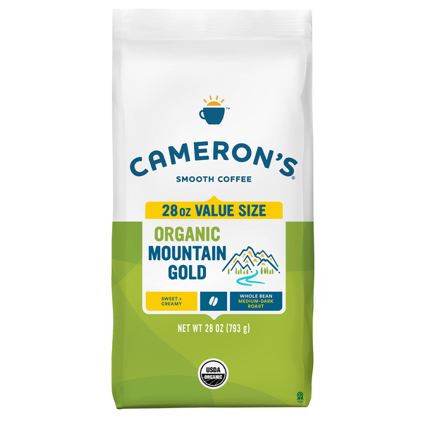 Coffee Cameron's Coffee, Organic, Whole Bean, Medium-Dark Roast, Mountain Gold hero