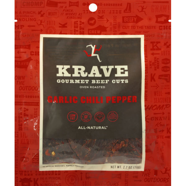 Popcorn & Jerky KRAVE Beef Cuts, Garlic Chili Pepper, Gourmet hero