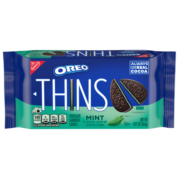 Oreo Chocolate Sandwich Cookies, Mint Flavor Creme hero