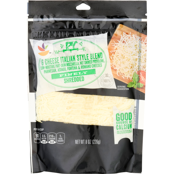 Packaged Cheese Store Brand Finely Shredded Cheese, 6 Cheese Italian Style Blend hero