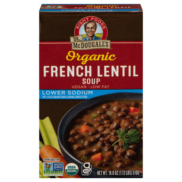 Soup, Broth & Bouillon Dr. McDougall's Soup, Organic, French Lentil hero