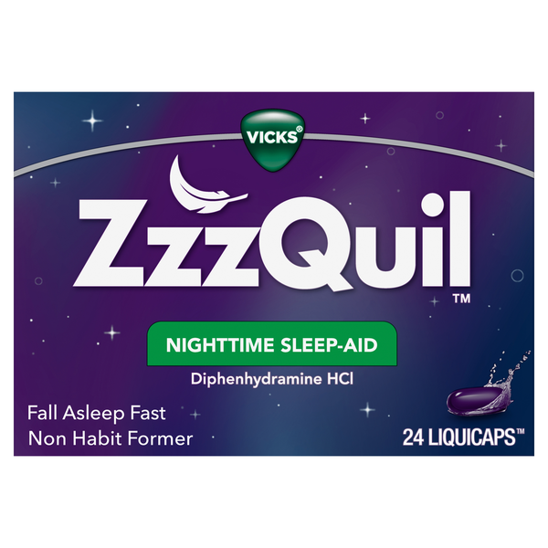 Cold, Flu & Allergy Vicks ZzzQuil Sleep Aid Liquidcaps, 50mg Diphenhydramine HCI hero