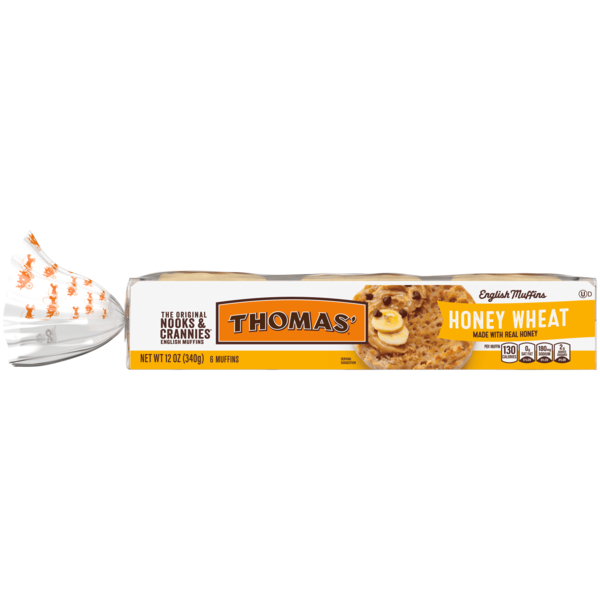 Breakfast Bakery Thomas’ 6 count, Honey Wheat English Muffins hero