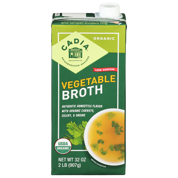 Soup, Broth & Bouillon CADIA Broth, Organic, Low Sodium, Vegetable hero