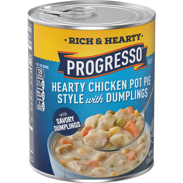 Soup, Stock & Broth Progresso Hearty Chicken Pot Pie Style with Dumplings Canned Soup hero