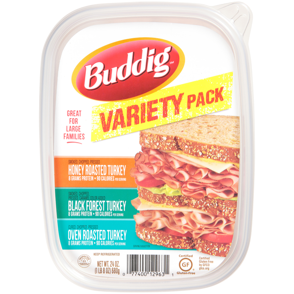 Lunch Meat Buddig Honey Roasted Turkey, Black Forest Turkey & Oven Roasted Turkey Variety Pack hero