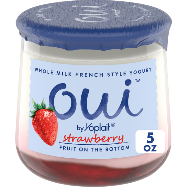 Yogurt/Kefir Yoplait Oui French Style Strawberry Whole Milk Yogurt, Glass Yogurt Jar hero