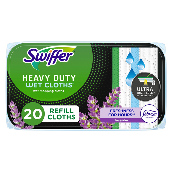 Cleaning Products Swiffer Sweeper Heavy Duty Wet Cloth Refills, Lavender Scent hero