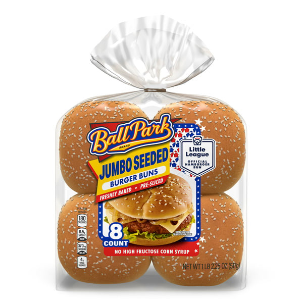 Buns & Rolls Ball Park Jumbo Seeded Burger Buns hero