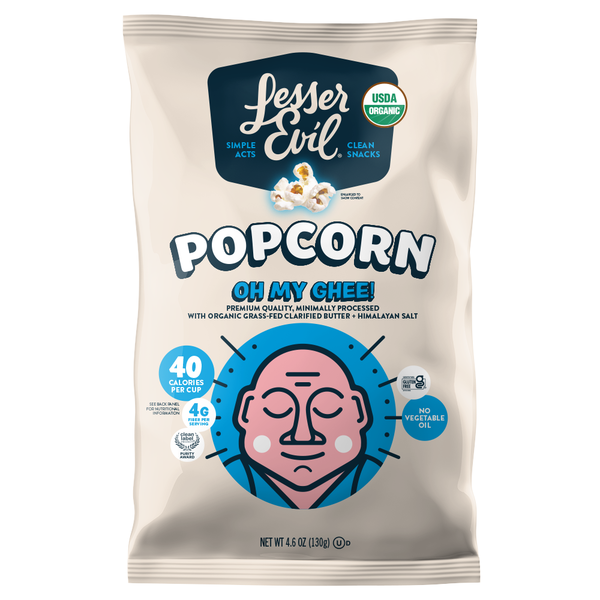 Chips & Pretzels LesserEvil Organic Popcorn, Oh My Ghee! hero