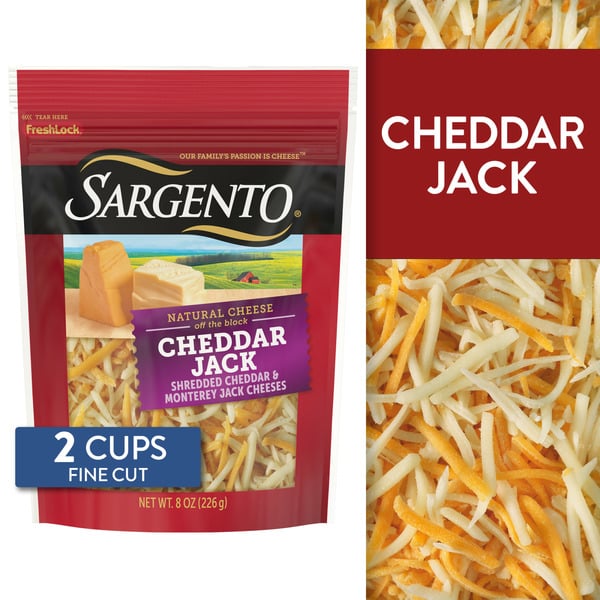 Cheese Sargento Shredded Cheddar Jack Natural Cheese hero