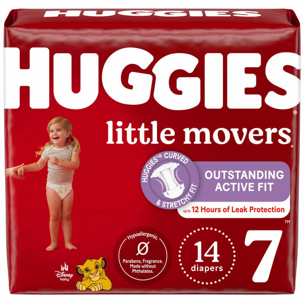 Diapers & Wipes Huggies Little Movers Baby Diapers, Size 7 (41+ lbs) hero