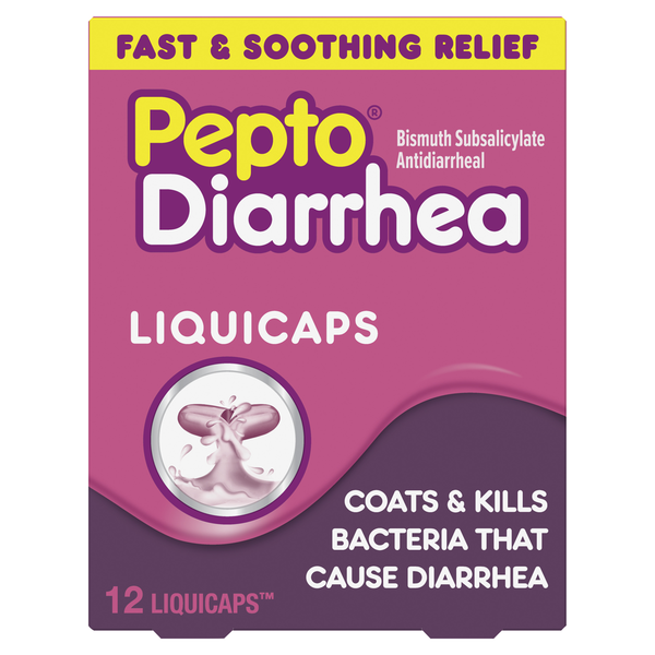 Digestion Pepto-Bismol Diarrhea LIQUICAPS, Anti Diarrhea Medicine, Fast Relief hero