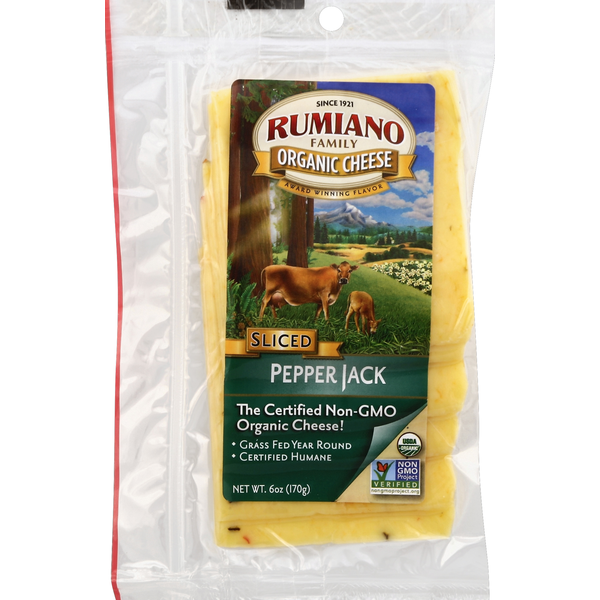 Packaged Cheese Rumiano Sliced Cheese, Organic, Pepper Jack hero